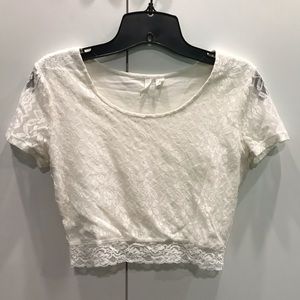 frenchi Short Sleeve Lace Crop Top